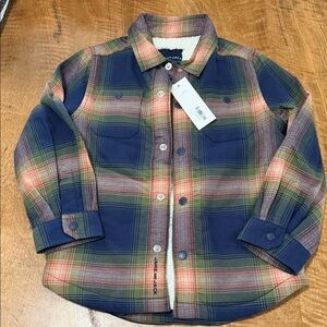 Janie and Jack Plaid Button Down Shirt - Navy and Red